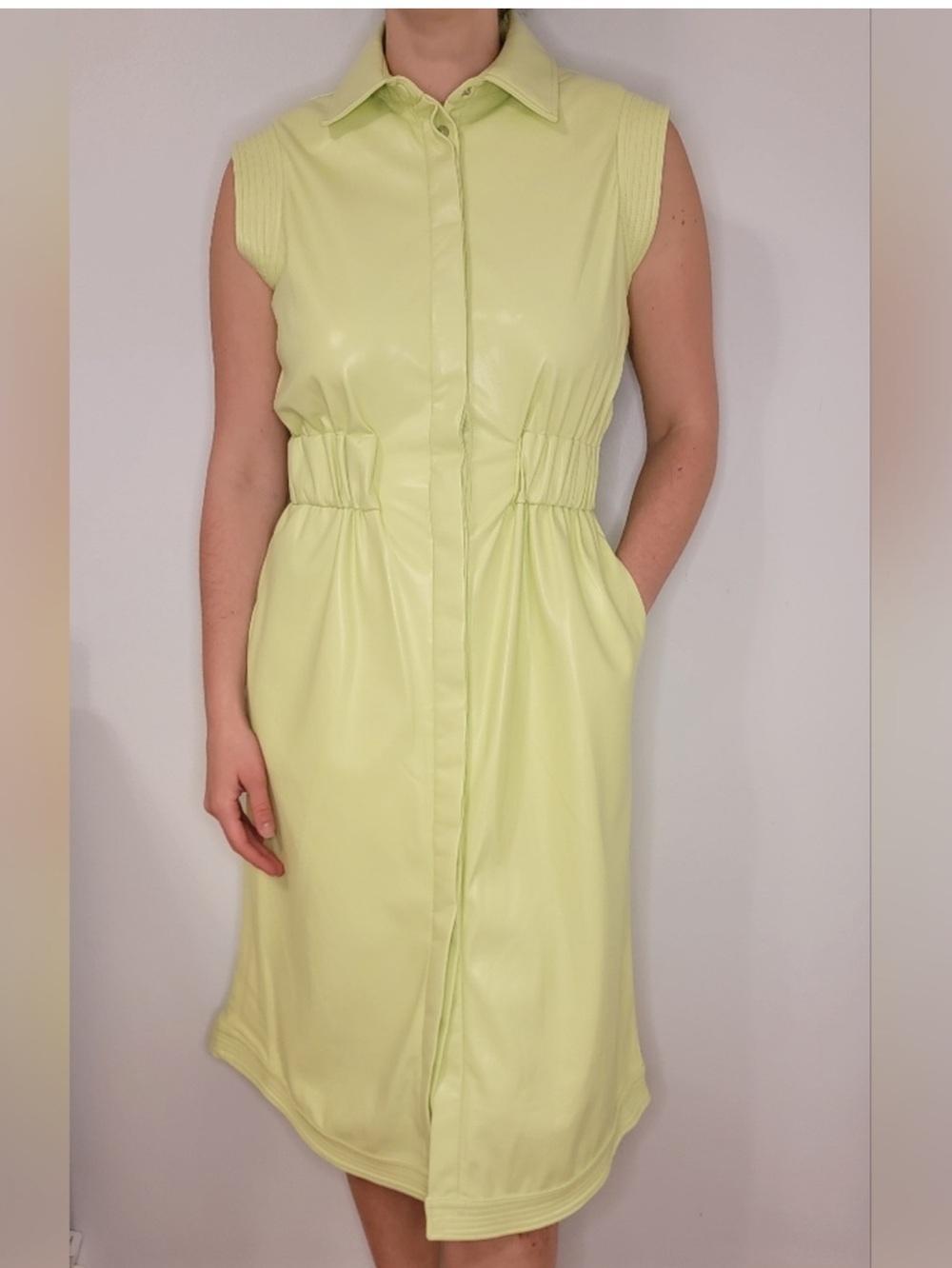 NWT House of Harlow 1960 Green Vegan Leather Midi Dress Size S